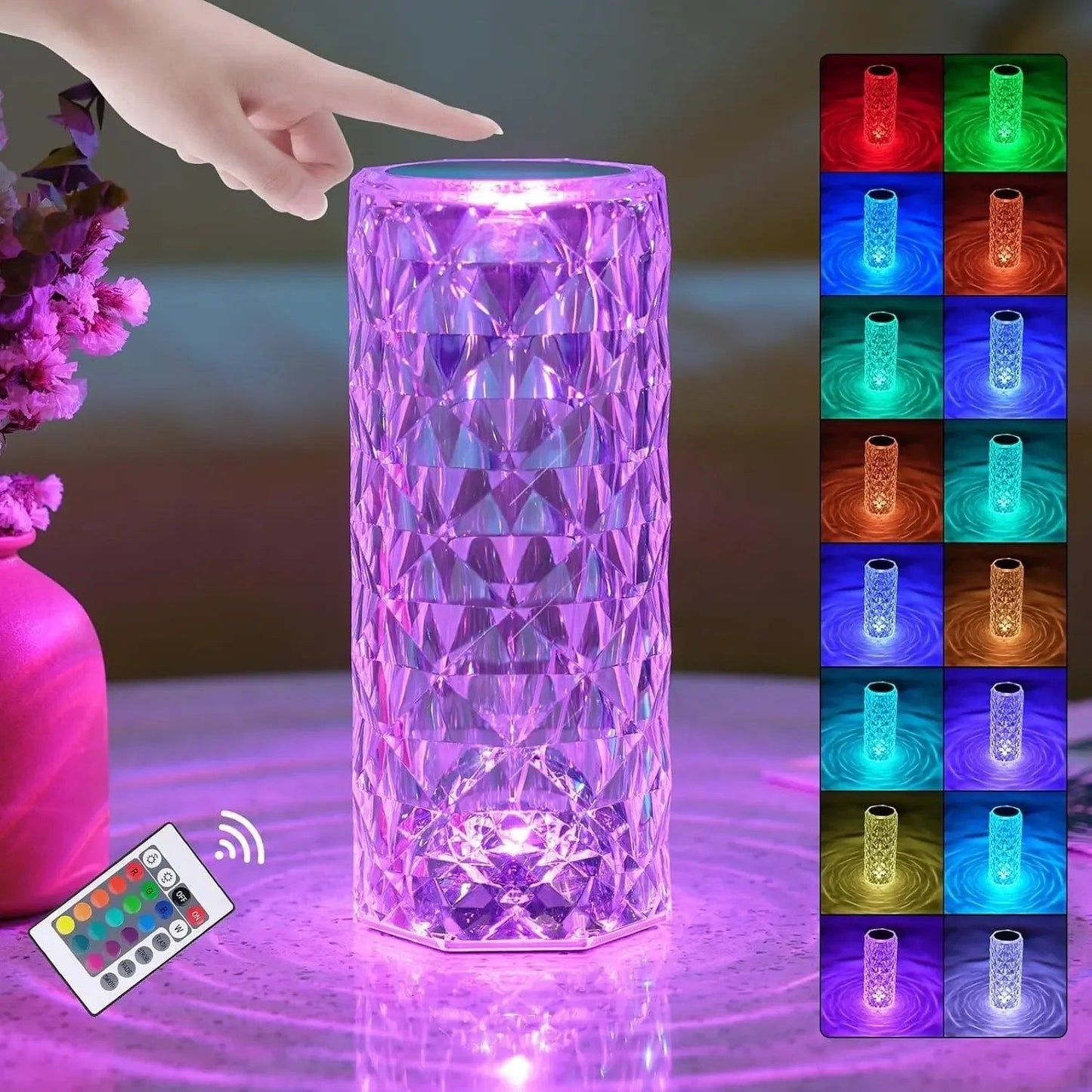 CrystalGlow™ 16-Color Touch LED Lamp