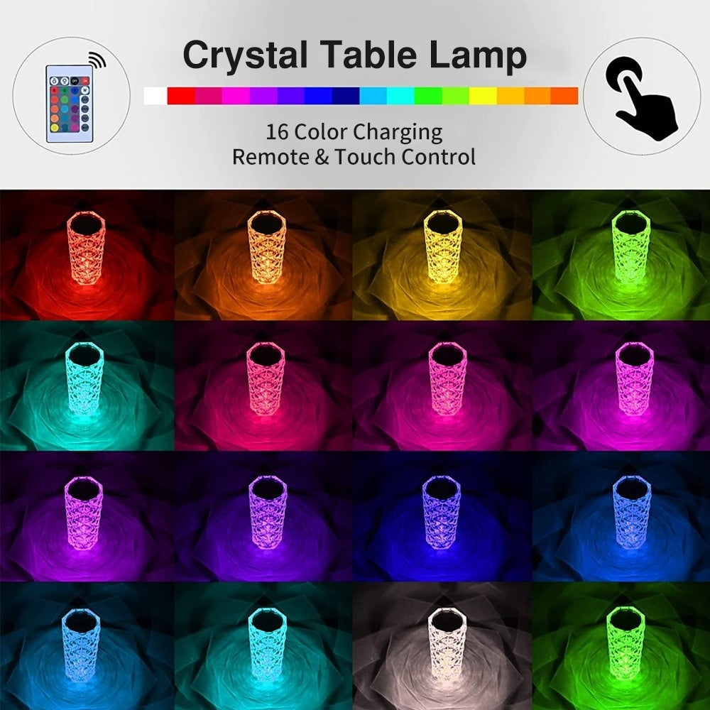 CrystalGlow™ 16-Color Touch LED Lamp