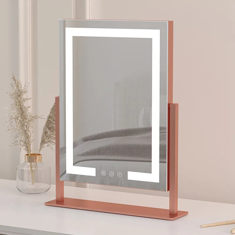 LuxeGlow™ Rose Gold LED Makeup Mirror