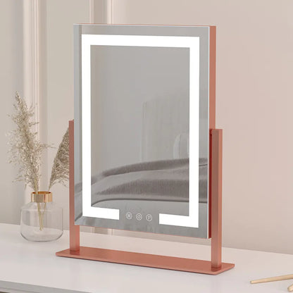 LuxeGlow™ Rose Gold LED Makeup Mirror