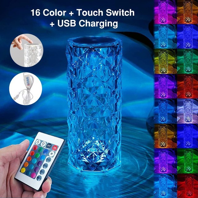 CrystalGlow™ 16-Color Touch LED Lamp