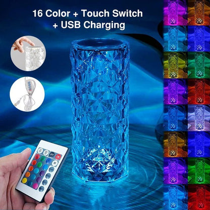 CrystalGlow™ 16-Color Touch LED Lamp