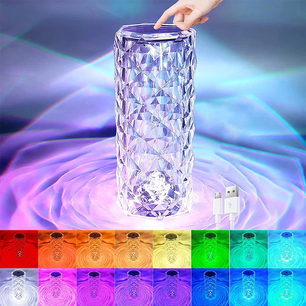 CrystalGlow™ 16-Color Touch LED Lamp